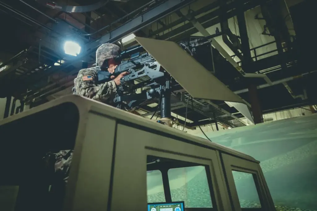 Solider training on Warrior skills trainer