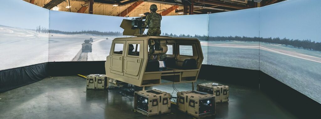 Solider training on Warrior skills trainer